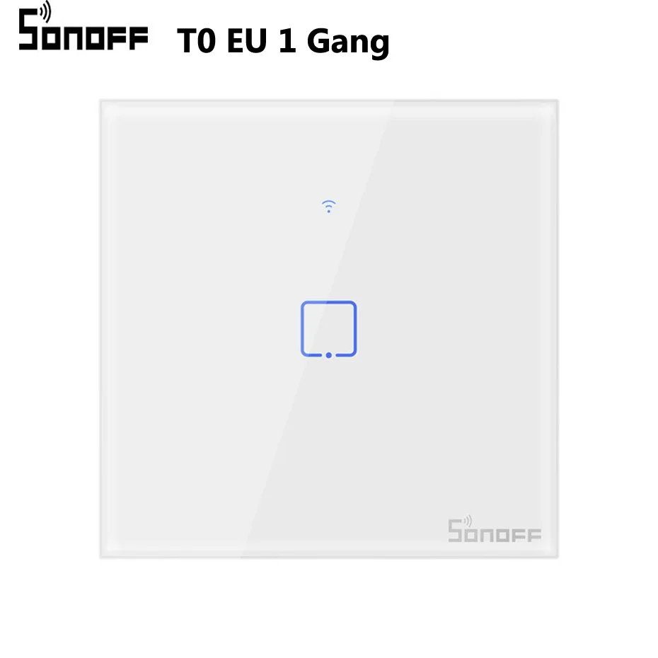 T0 EU 1Gang Sonoff WiFi Smart Switch T0 US EU 1 2 3 банда настенная сенсорная панель беспроводной пульт дистанционного управления умный дом контроллер Alexa Google Home - Комплект: T0 EU 1Gang