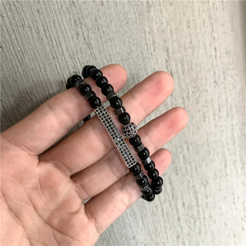 Набор эластичных браслетов с натуральными камнями 6 мм комплект из 2 шт.