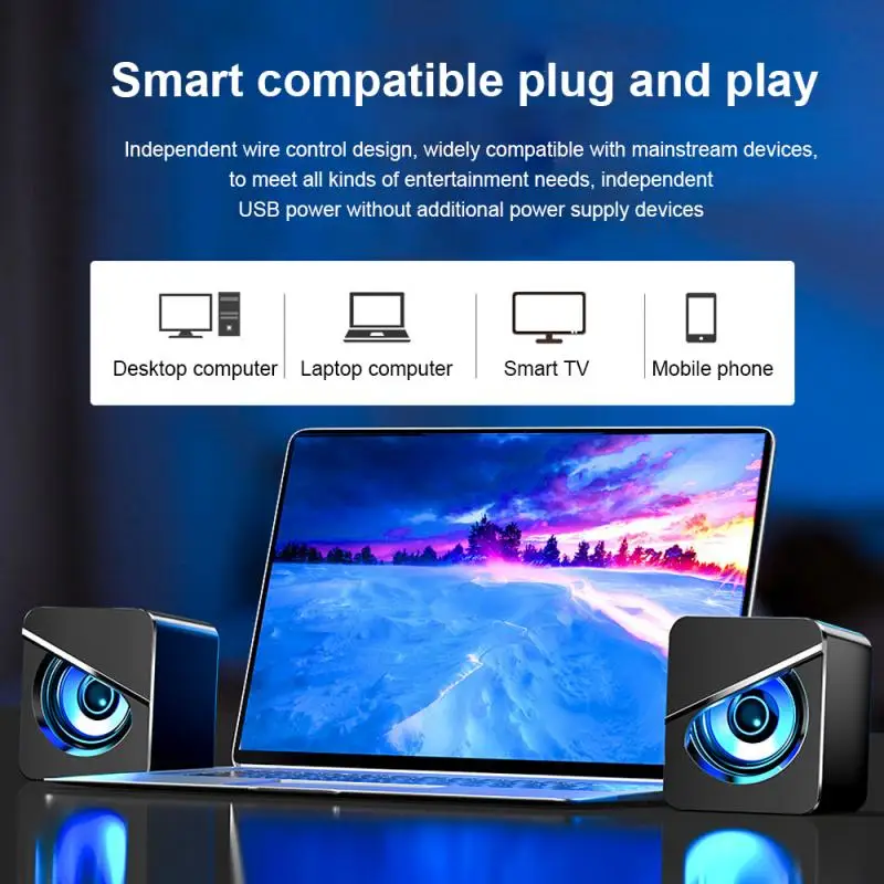 

USB Wired Surround Sound System LED PC Speakers Gaming Bass For Desktop Compute Speaker Portable Usb Wired Speakers Player