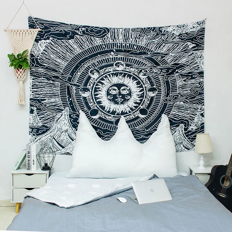 

Sun and Moon Mandala Tapestry Headboard Wall Art Bedspread Dorm Tapestry for Living Room Bedroom Home Decor
