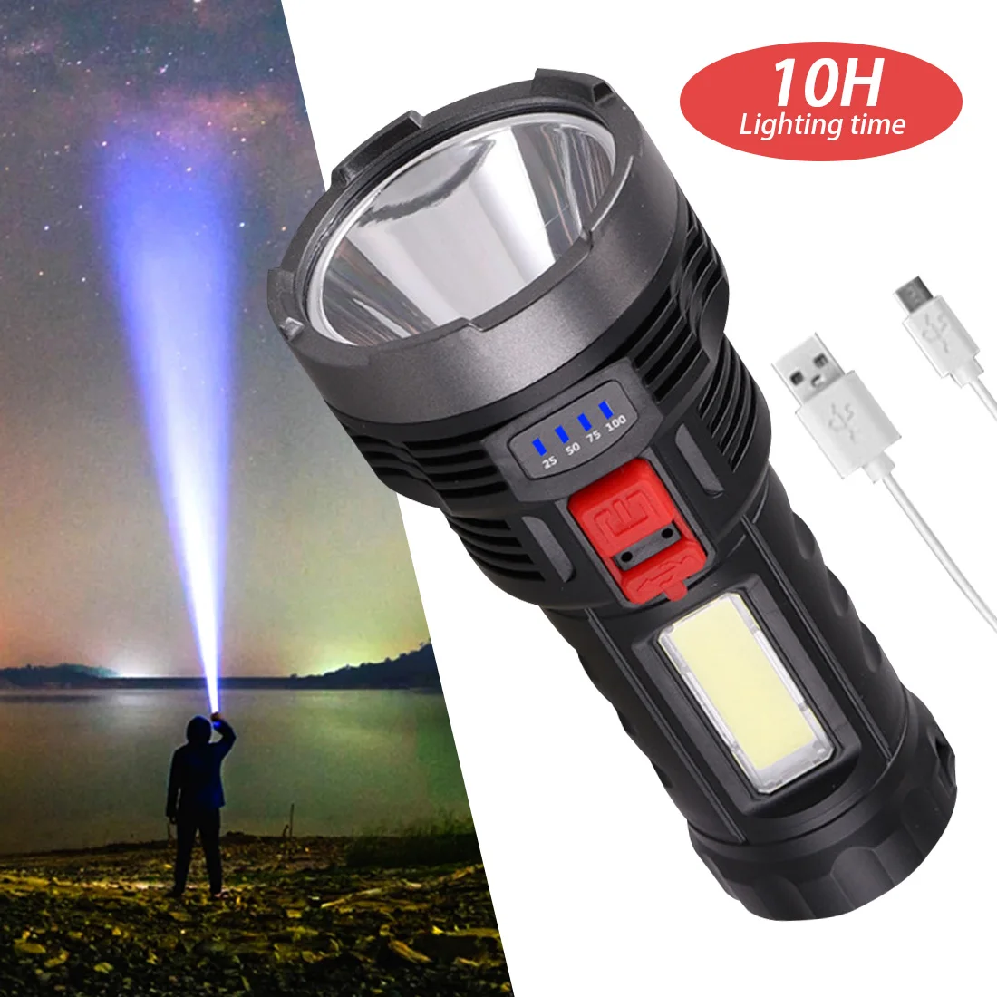

Super Bright Portable Portable Lamp Strong Light COB Side Light Floodlight USB Rechargeable Outdoor Searchlight High Quality