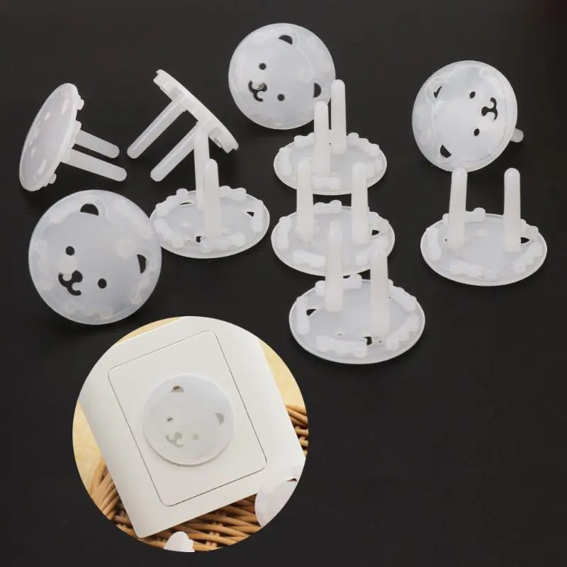 Cubierta de toma de corriente con soporte europeo, Protector de enchufes a prueba de golpes el&eacute;ctricos para Beb&eacute; y Ni&ntilde;o, con 2 orificios, 10 Uds.-4