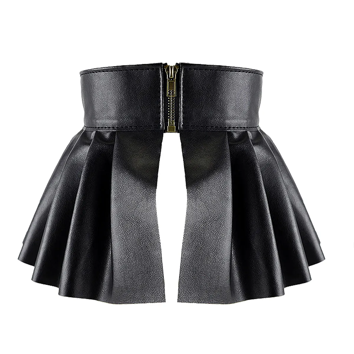 Lady Women Ladies Pleated Skirts Wide Belts Fashion PU Leather Elastic Wide Waistband Classic Style Peplum Cinch Belt Skirt Belt