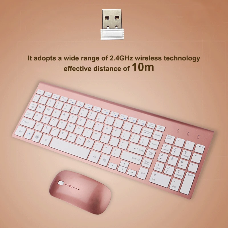 

2.4GHz Wireless Keyboard and Mouse Set PC Mouse 1200DPI Slim Keyboard and Mouse Combo for Desktop Computer Laptop Smart TV