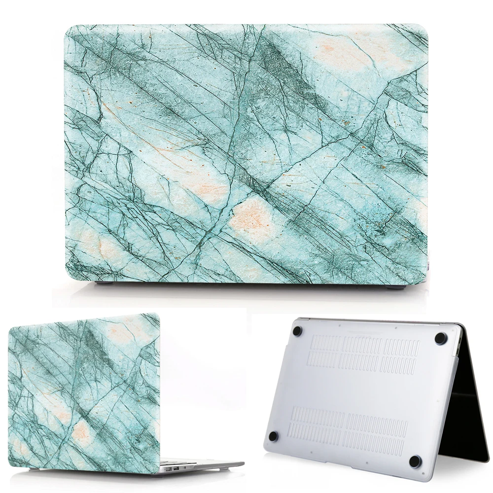 green Мраморный Жесткий Чехол для ноутбука Macbook Touch ID Air 13 Pro retina 12 13 15 сенсорный экран для Macbook Air 13+ чехол для клавиатуры - Цвет: green