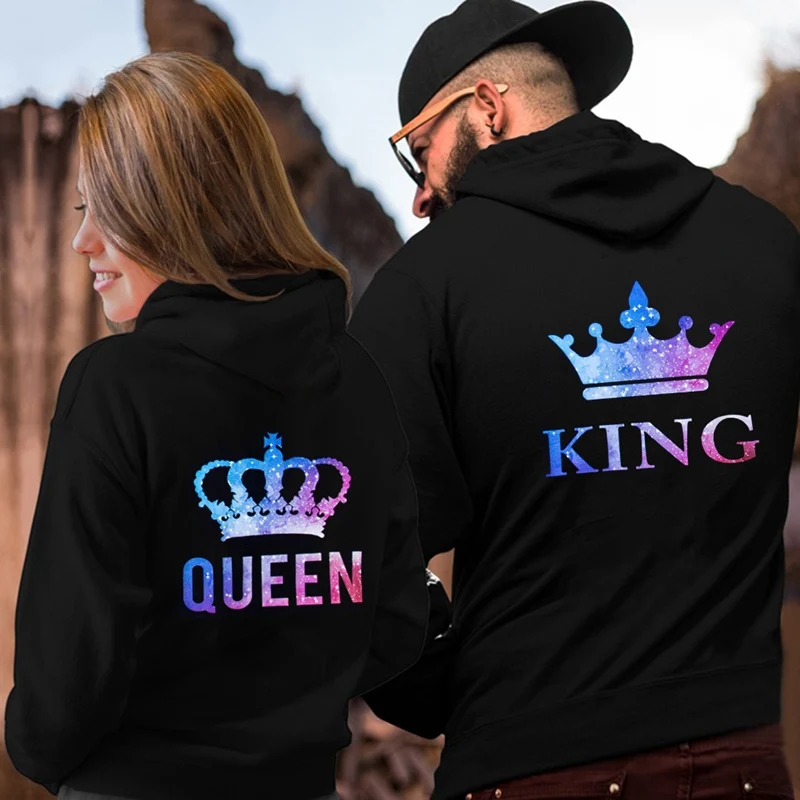 Худи QUEEN KING CROWN для пар женские и мужские костюмы влюбленных толстовка пар|Женские