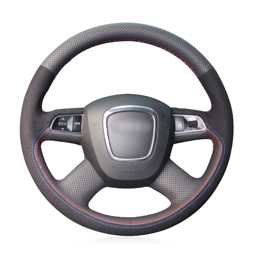 

Black Genuine Leather Suede Car Steering Wheel Cover for Audi A3 A4 (B8) A6 (C6) A8 A8 L Q5 Q7 2007-2011 S8 2008-2009