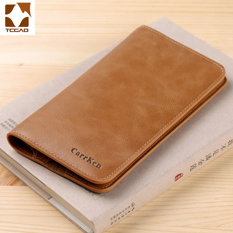 

Wax oil skin wallet men long Vintage portafoglio uomo thin simple men's purse carteras hombre billetera wallet nature leather