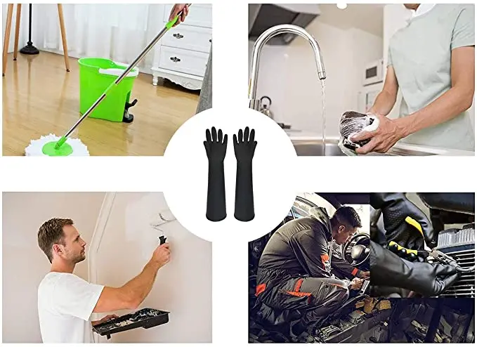 Перчатки HOLDWIN черные устойчивые к кислотам и щелочам коррозии кислотостойкие для