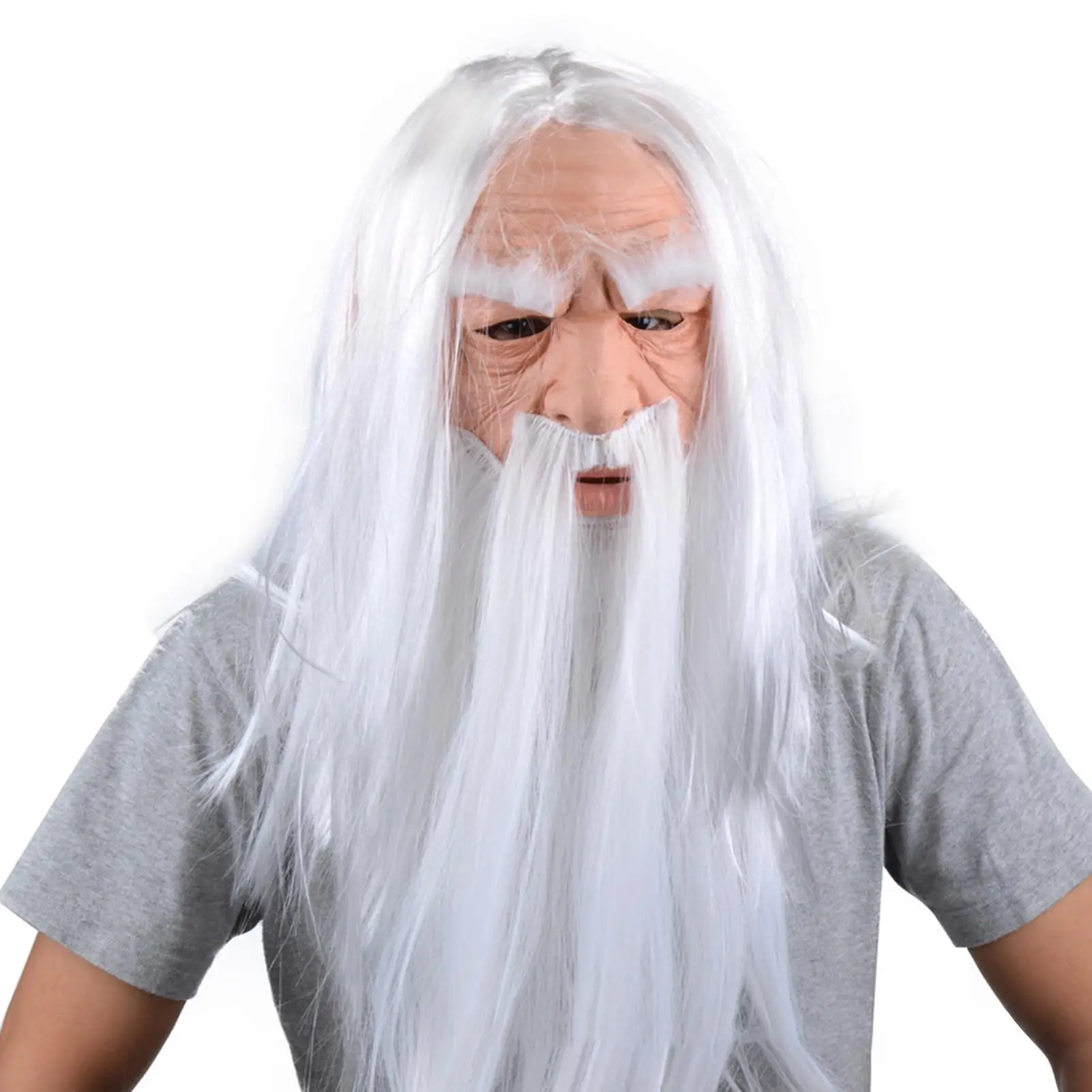 Хеллоуин Косплей Костюм белый длинный волос Санта Рождественский Декор чехол