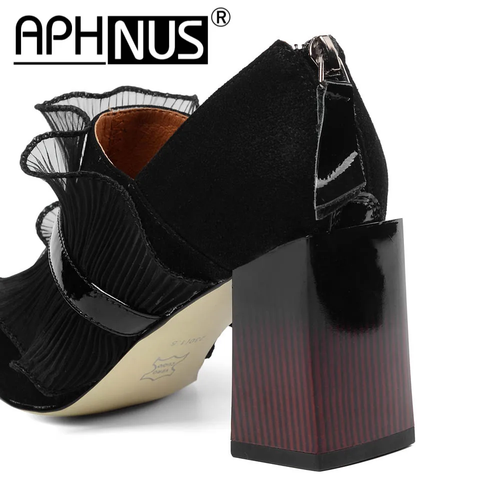 

APHNUS Womens Lace Office Work Mid High Heels Pumps Woman 2020 Shoes For Women New