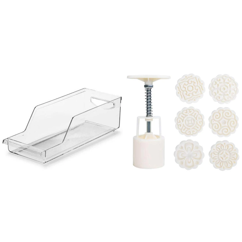 

Plastic Refrigerator And Freezer Storage Organizer With Mid-Autumn Festival Hand-Pressure Moon Cake Mould With 6 Stamps