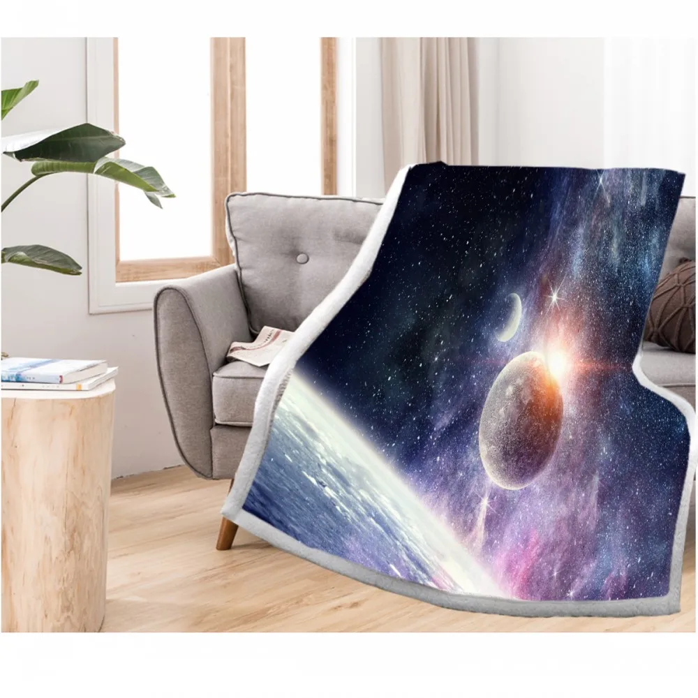

Teens Nap Throw Blanket for Office Home Galaxy Night Starry Sky Print Sherpa Fleece Sofa Blanket 150x200cm Bedspread Sheet