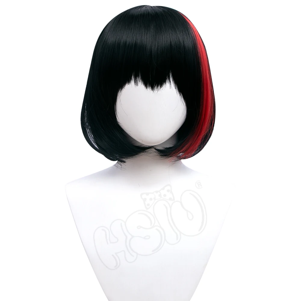 Mitake Ran Cosplay Wig Game Bang Dream! HSIU Black Mixed Red Short Hair+ Free Brand Cap | Тематическая одежда и униформа