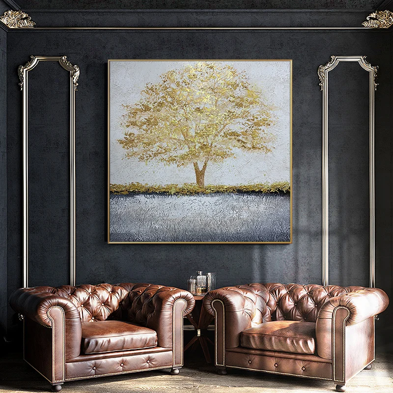 

Cuadros Para El Hogar Hand Painted Canvas Oil Painting Golden Fortune Tree Office Living Room Home Decor Wall Hanging Art No Fra