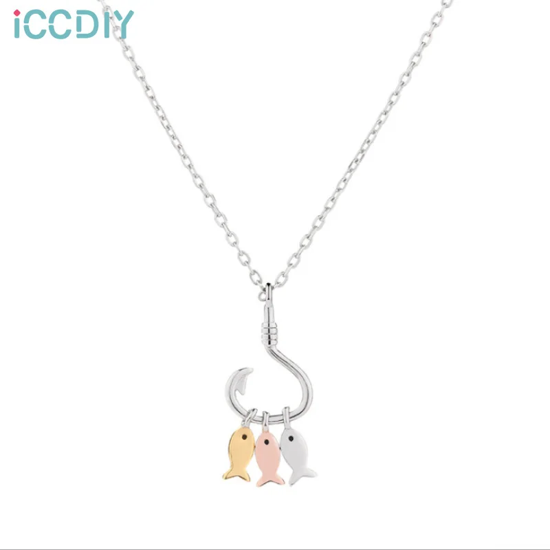 

ICCDIY The wisher's hook necklace female simple personality niche design small fish pendant clavicle chain goddess new product