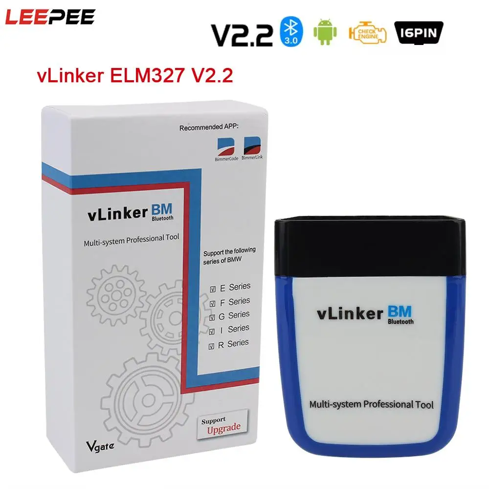 

ELM327 V2.2 vLinker BM Car Diagnostic Tool For BMW Bimmercode Code Reader OBD2 Scanner Bluetooth 3.0