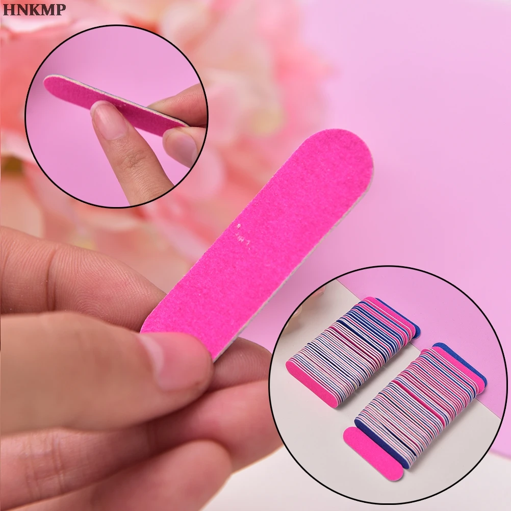 

100 Pcs 5cm Disposable Cuticle Remover Buffers Mini Nail Files Artificial Nail Sandpaper Slim Crescent Grit Callus Nail Art Tool