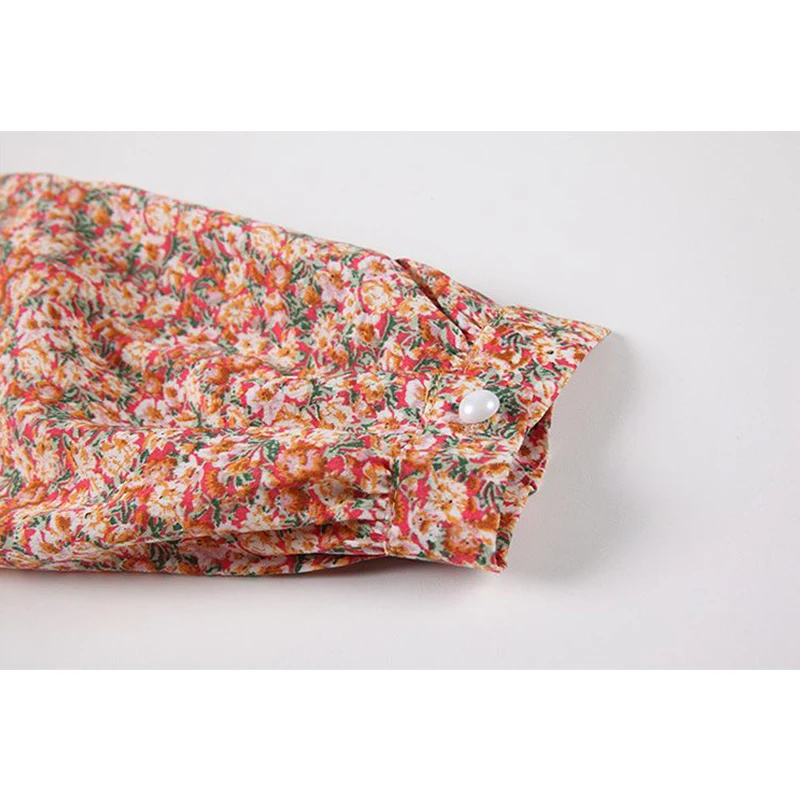 

Vintage Ruched Dress Women 2021 Slim Sexy Rok Floral Print Mini Dress Elegant Summer Long Lantern Sleeve Casual Frocks Female