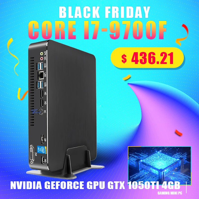 Tufudun новый Intel Core i9 9900 i7 9700F i5 9400F мини игровой ПК GPU GTX 1050TI 4 Гб AC WiFi 2 * HDMI2.0 DVI DP Max