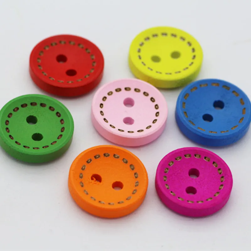 

100Pcs MIxed Colorful Wooden Buttons Suit Button for Clothing Sweater DIY Sewing Accessories For Needlework Handy Work