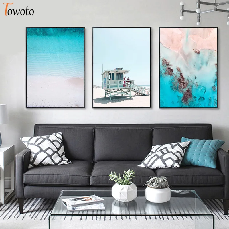 Плакаты и принты для скандинавского берега голубого цвета | Дом сад