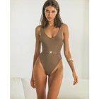 Сверхгорячий и сексуальный однотонный тонкий купальник-монокини с металлическими пуговицами, женское бикини, Цельный купальник, черныйхаки, купальные костюмы, распродажа