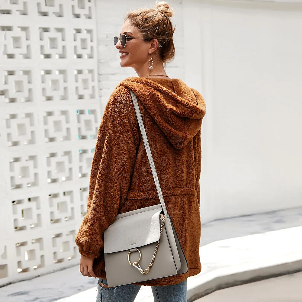 Плюшевая толстовка с капюшоном Женская Толстовка со шнуровкой толстовки на