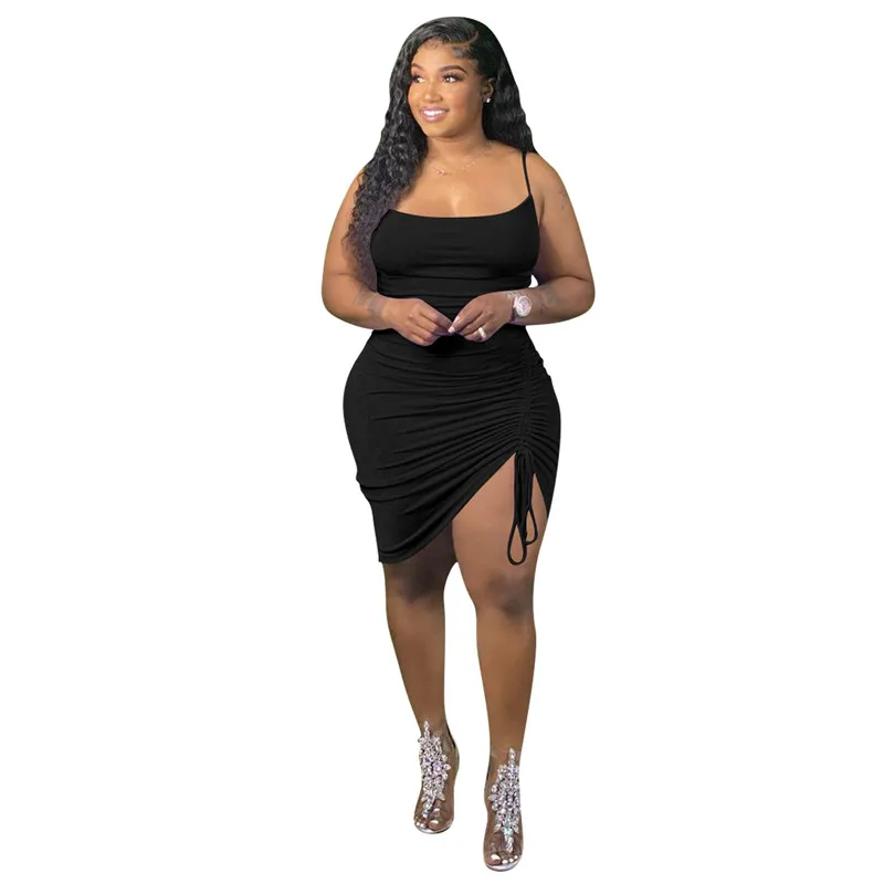 

The Latest Summer Ladies Party Dress sexy Ltalian Suspender Club Dress Dress Plus Size Sleeveless Drawstring Tight Dress