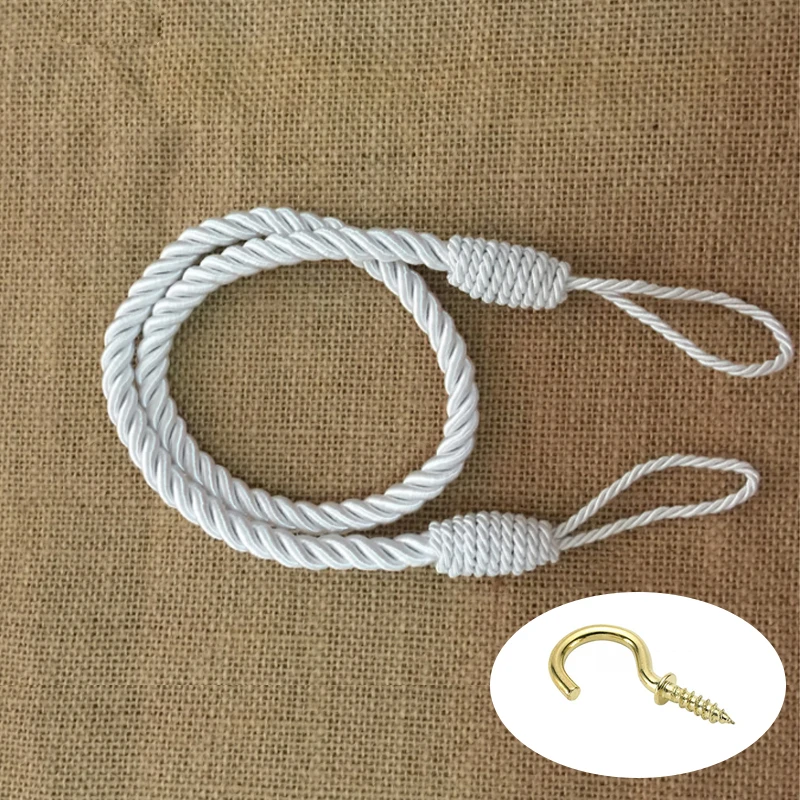 White(1 Piece) 1 шт. веревка с завязками сзади для оконных штор ручная работа вязание пряжки шнур драпировка холдбэкс атласная драпировка занавески подхваты - Цвет: White(1 Piece)
