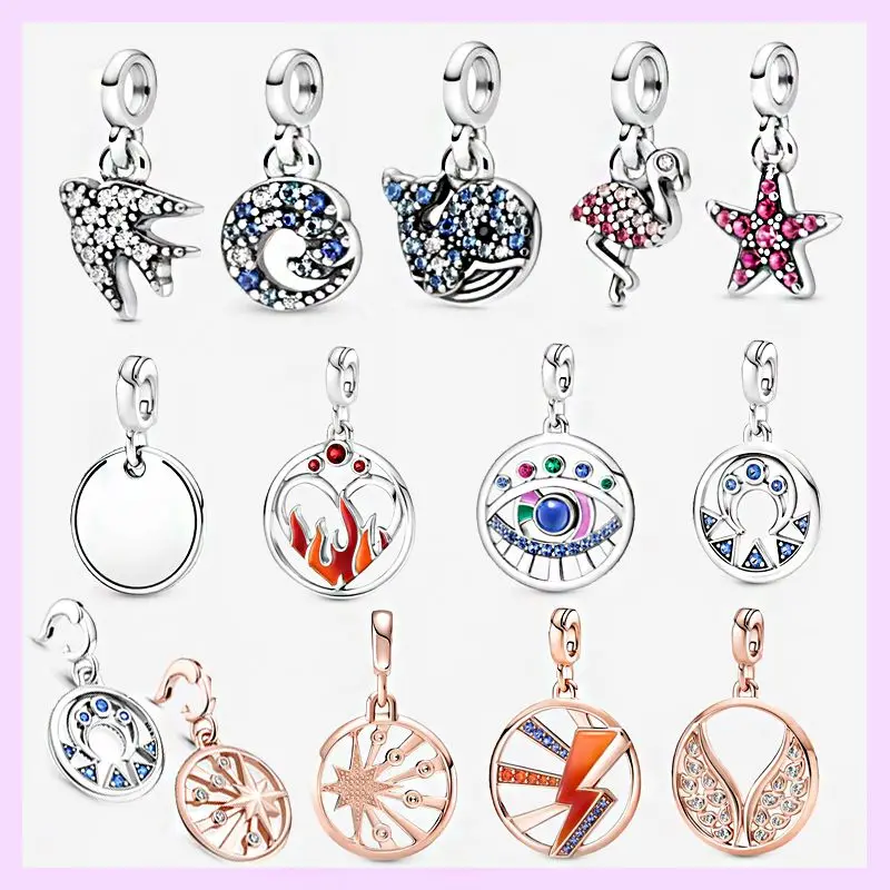 

925 Sterling Silver Bead ME Fire Inside Burning Wings Medallion Charm Fit Original Pandora Me Link Chain Bracelet DIY Jewelry