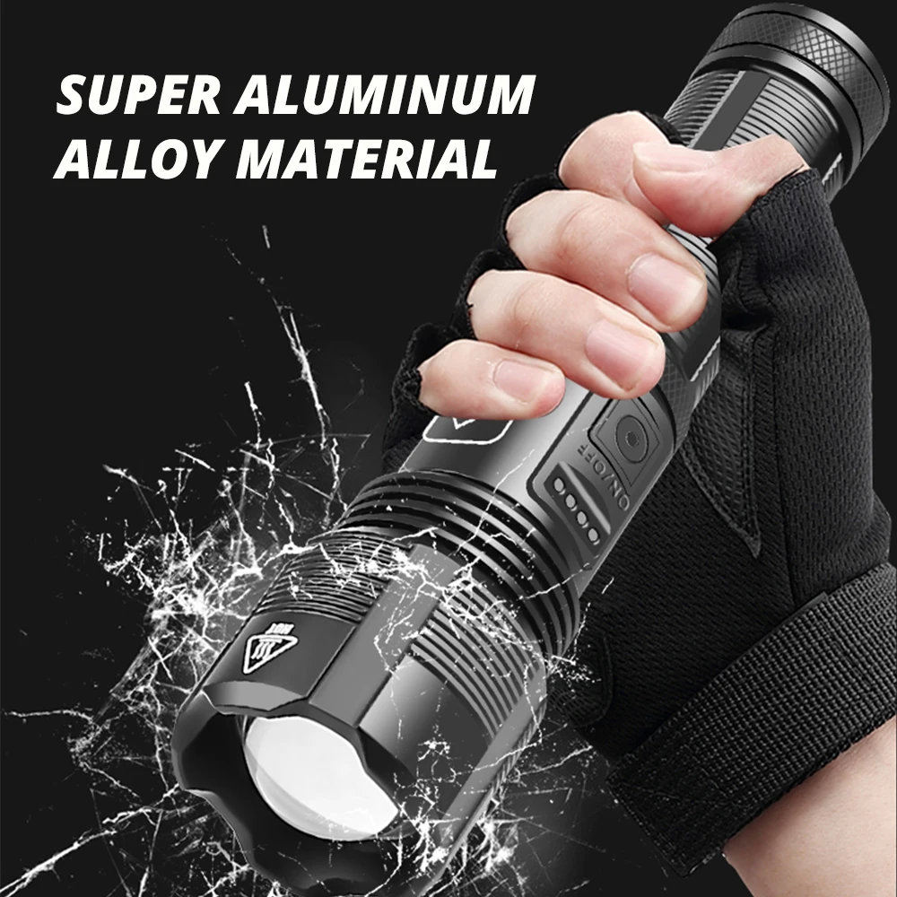 

4 Core P70.2 LED Flashlight Super Bright Outdoor Adventure Light with Battery Display 5 Lighting Modes for Hiking, Camping,Etc.