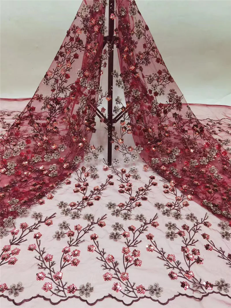 

beautiful tree pattern design 5yards net tulle lace fabric embroidered french lace for women party dress DP12015