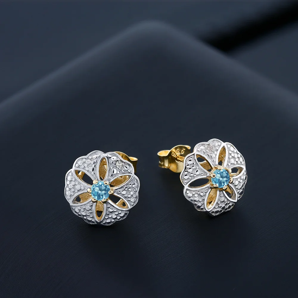 Женские винтажные серьги-пусеты GemStoneKing элегантные серьги из серебра 18 К с желтым