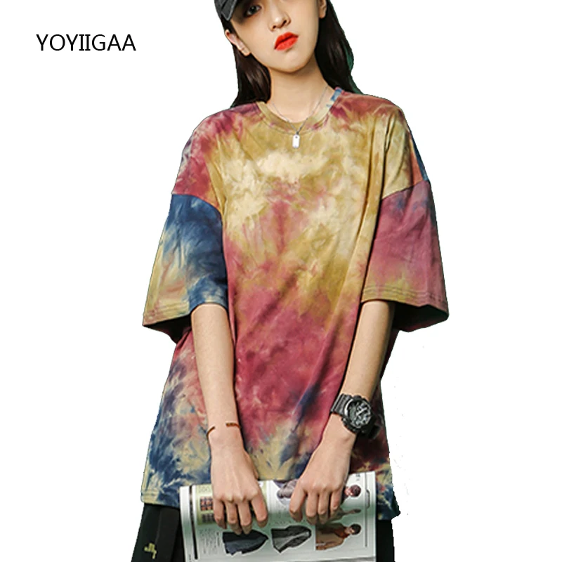 

Summer Women's T Shirt Tie Dye Print Short Sleeve Female Tshirt Streetwear Harajuku Ladies Girls Tee Tops Casual Women T-shirts