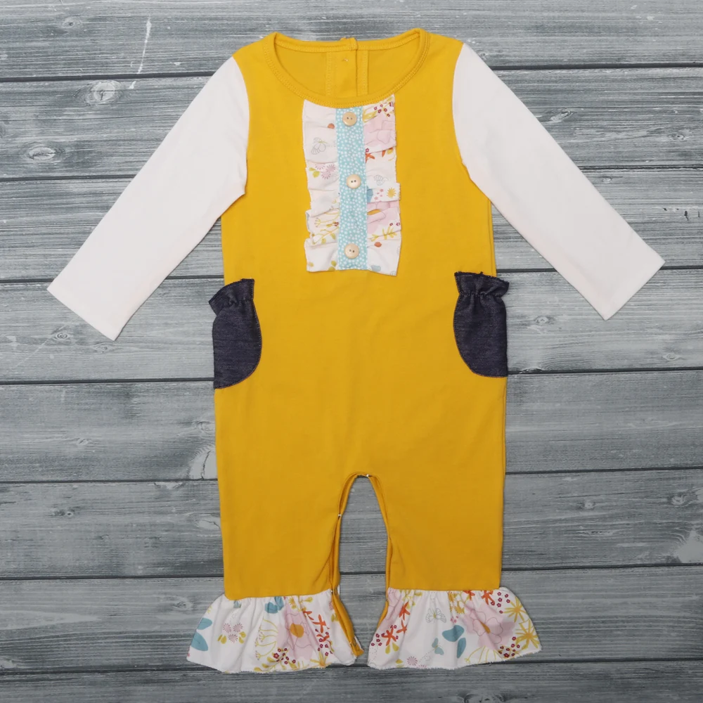 Новый дизайн комбинезон желтого цвета с рисунком Новая повседневная одежда для