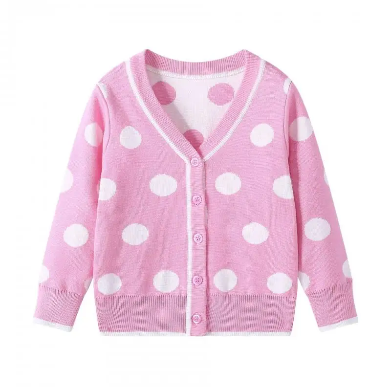 

Новинка, вязаный свитер для девочек, пальто, кардиган в горошек, Детский свитер, пальто, детская одежда