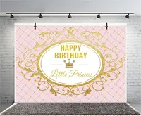 Princess Happy Birthday Backdrop Royal Sweet Girls Crown Background Photo Studio Kids Baby 1st 2nd 3rd Bday Party Decoration
