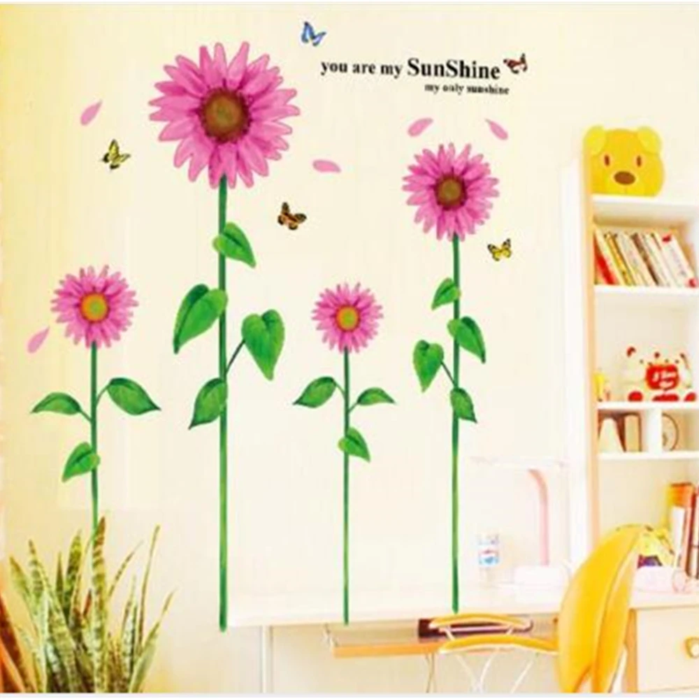 Наклейка на стену в виде подсолнуха стеклянная наклейка виниловая