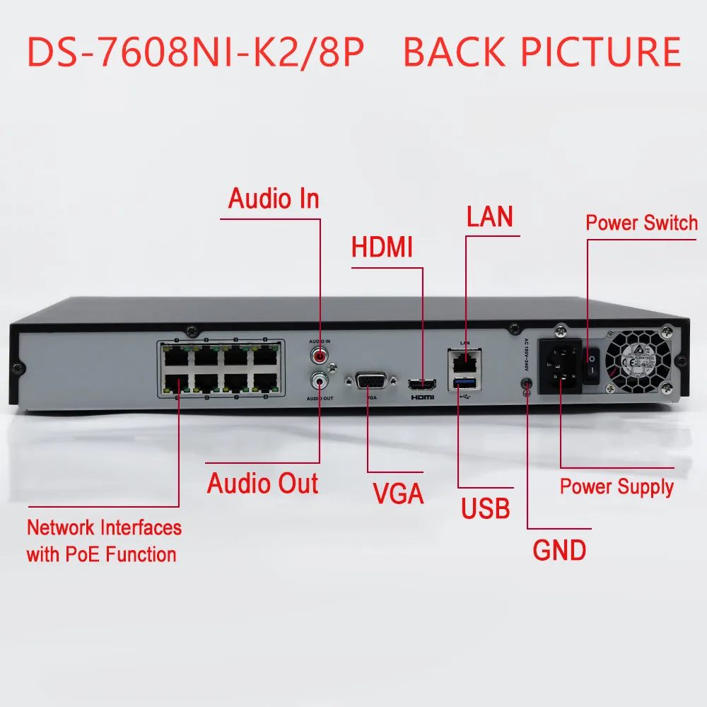Hikvision Security CCTV System NVR DS-7608NI-K2/8P DS-7616NI-K2/16P + DS-2CD2343G0-I &amp DS-2CD2143G0-IS 4MP IP Surveillance Cam |