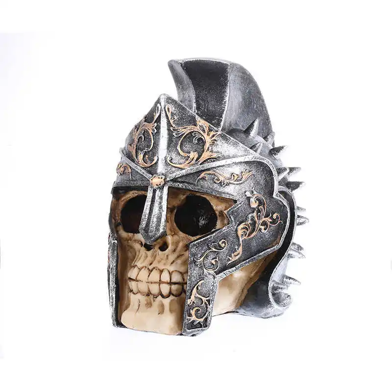 

Vintage Knight Armor Devil Skull Decor Spartan Warrior Resin Skull Head Wow Creative President's Office Decoration Accessories
