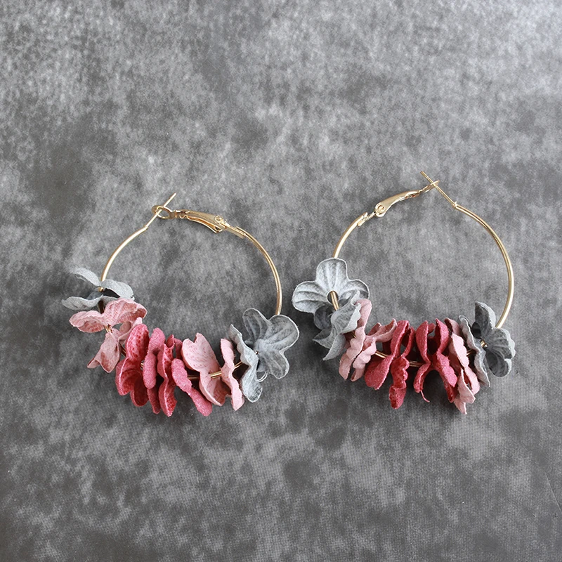 Модные женские цветочные серьги корейские ювелирные изделия Круглый Большой