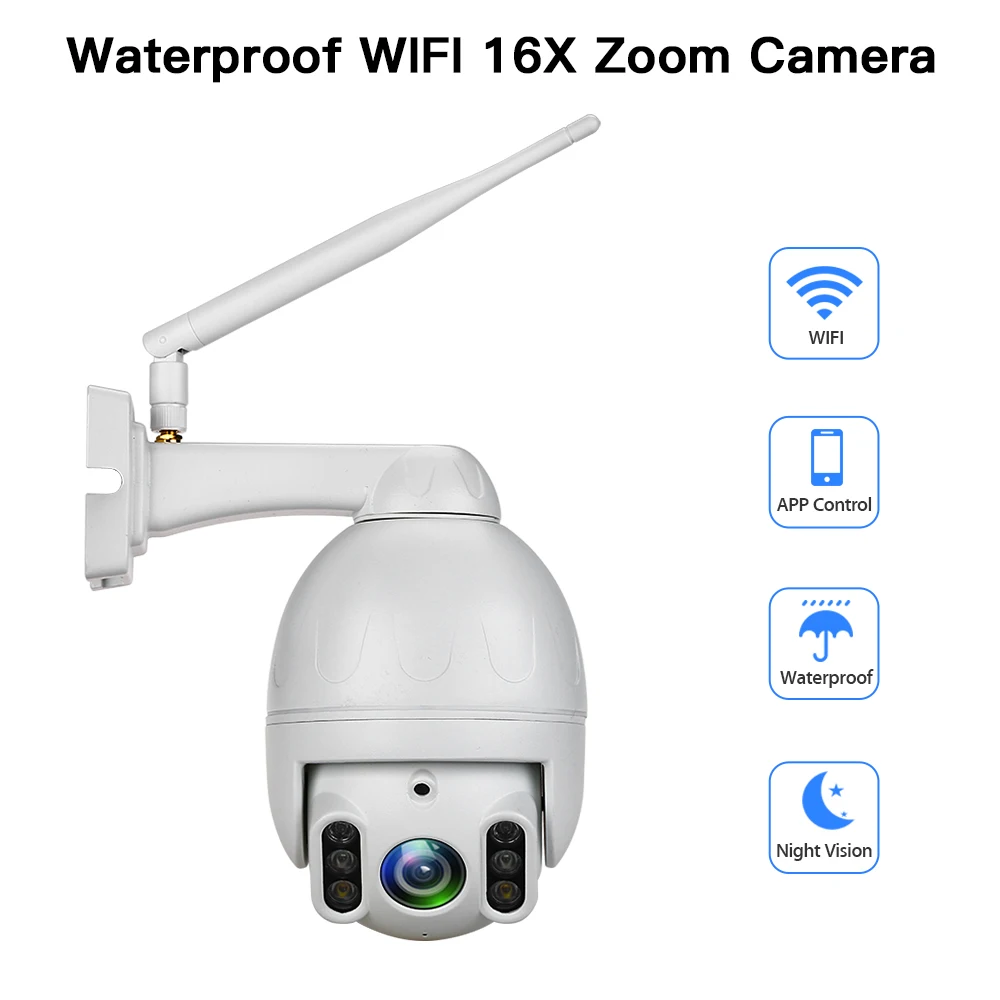 1080P беспроводной 16 кратный зум wifi камера обнаружения движения наружная PTZ IP