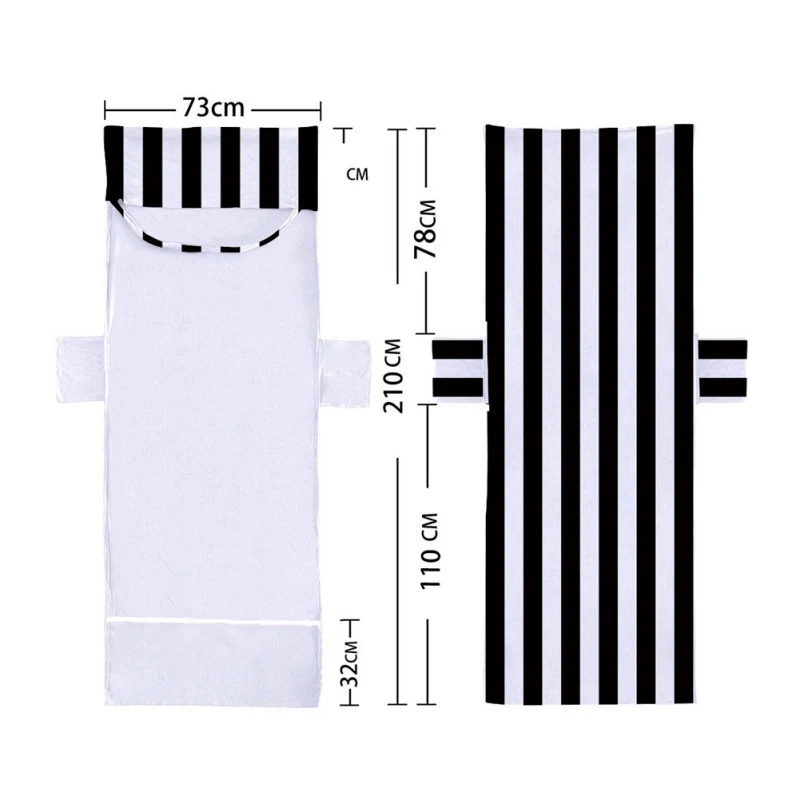 

Chair Cover Towel Bag Beach Chair Cover Towel Striped Beach Chair Towel Large Size 29.5*78.7 Inches (75*200 Cm)