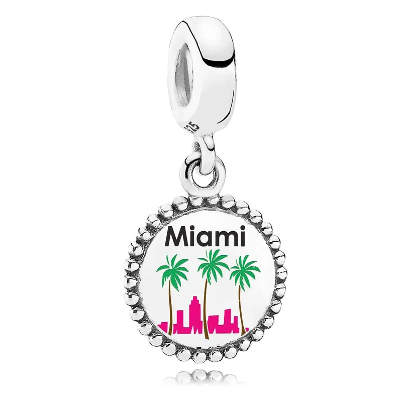 

2020 New Silver 925 Miami Palm Trees Dangle Orange Beach Charm Diy Original 1: 1Suitable For Women Jewelry Fashion Gifts