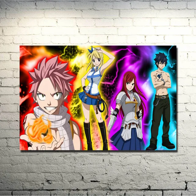 

Fairy Tail Anime Poster Canvas Wall Art Painting Nordic Style HD Print Picture Modular Modern Living Room Bedroom Home Decor