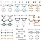 Кольцо для пирсинга Соска из нержавеющей стали, штанга в форме сердца, соска, 14 г, с кристаллами, кольцо для соска, очаровательный пирсинг для соска