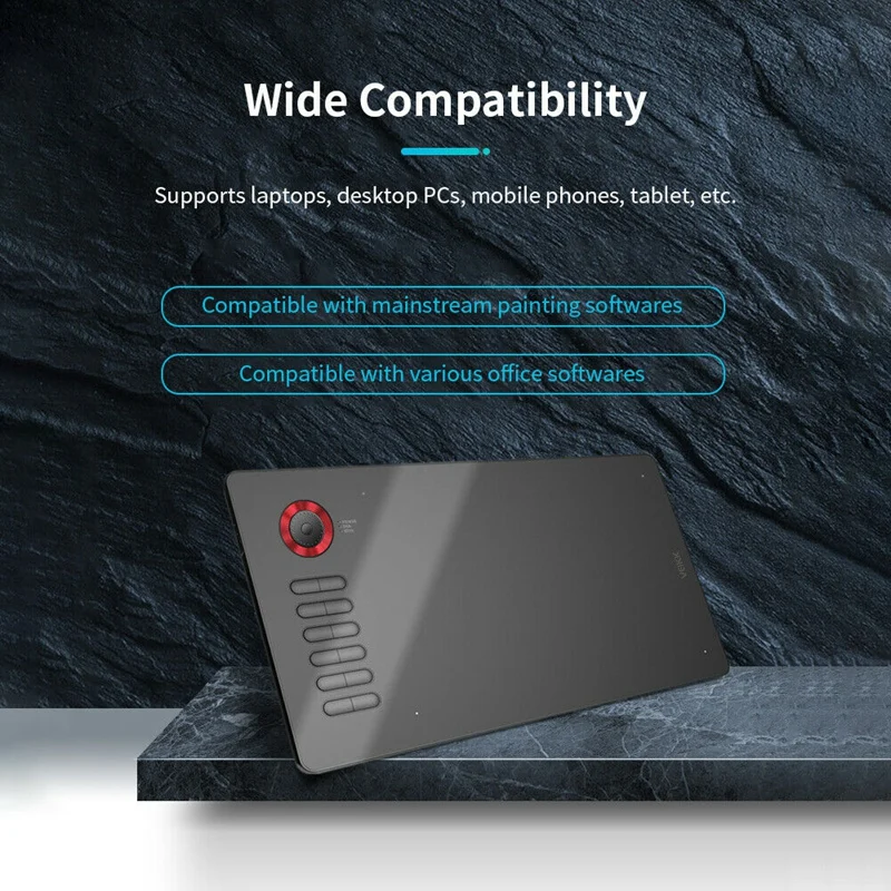 

VEIKK A15 Pro Digital Drawing Tablet 8192 10X6 inch Graphic Tablet 12 Keys and Smart Turntable Drawing Tablet