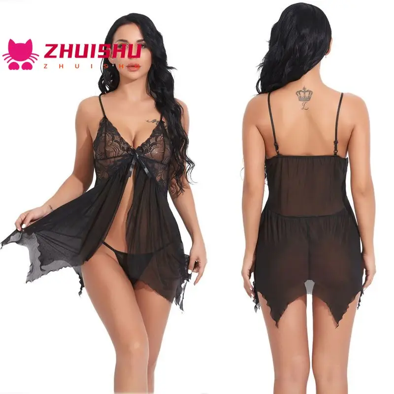 

ZHUISHU European and American Fun Underwear New Net Sling Multicolor Pajamas