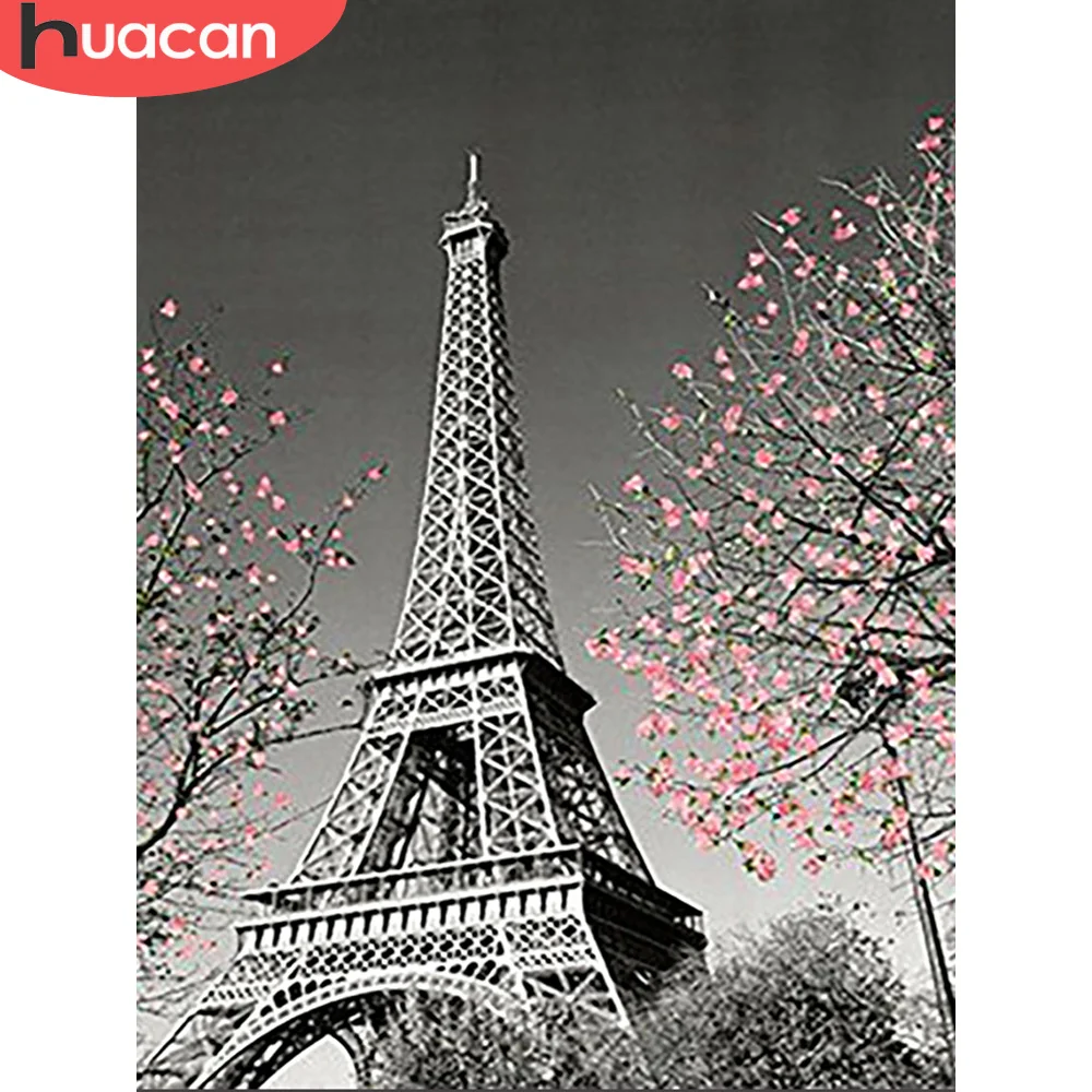 

HUACAN Diamond Painting Cross Stitch Landscape 5D DIY Diamond Embroidery Tower Full Square Mosaic Rhinestone Home Decoration